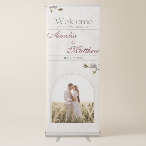 Minimalist Simple Photo Welcome to our Wedding Retractable Banner