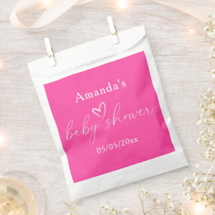 Minimalist Simple Pink Baby Shower Favor Bag