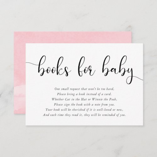 Minimalist simple pink white black books for baby enclosure card