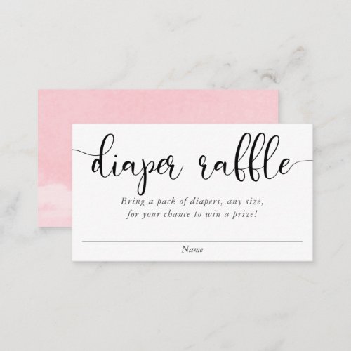 Minimalist simple pink white black diaper raffle enclosure card