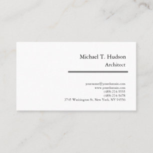 Minimalist Simple Plain Architect Classical White Business Card