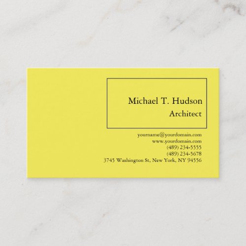 Minimalist Simple Plain Architect Classical Yellow Business Card