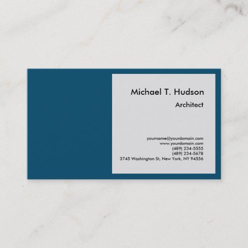 Minimalist Simple Plain Architect Grey Ocean Blue Business Card