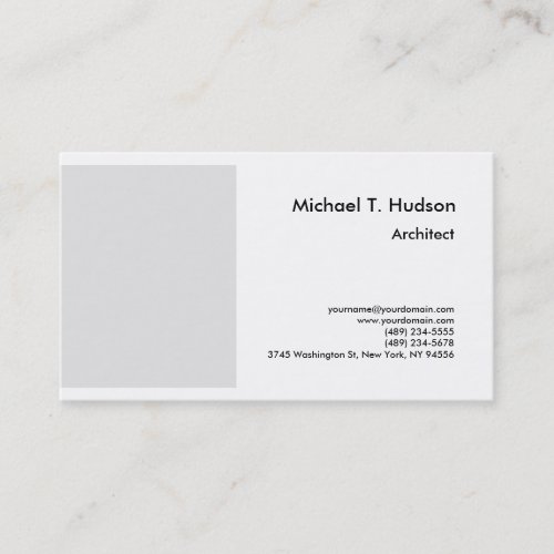 Minimalist Simple Plain Architect Grey White Business Card
