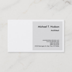 Minimalist Simple Plain Architect Grey White Business Card