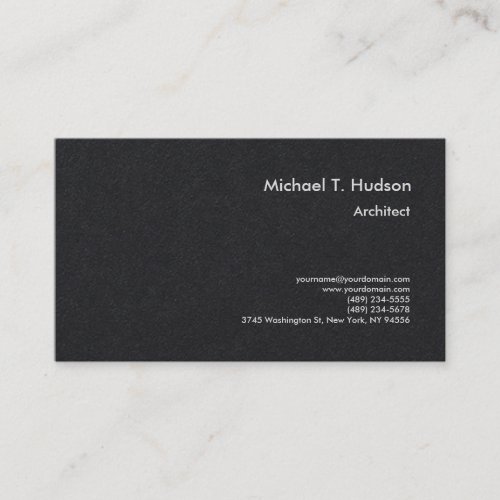 Minimalist Simple Plain Architect Premium Black Business Card