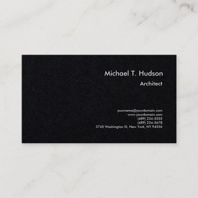 Minimalist Simple Plain Architect Premium Black Business Card (Front)