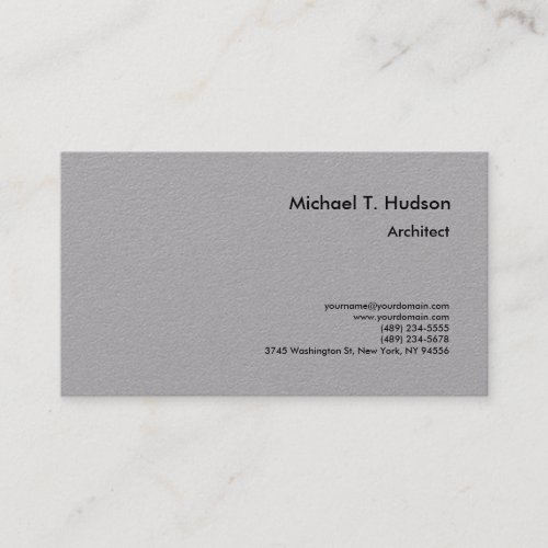 Minimalist Simple Plain Architect Premium Grey Business Card
