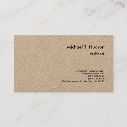 Minimalist Simple Plain Architect Premium Kraft Business Card