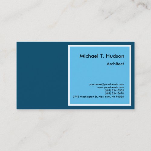 Minimalist Simple Plain Architect Sky  Ocean Blue Business Card