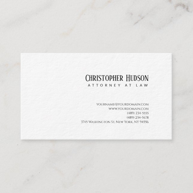 Minimalist Simple Plain Attorney at Law Business Card (Front)