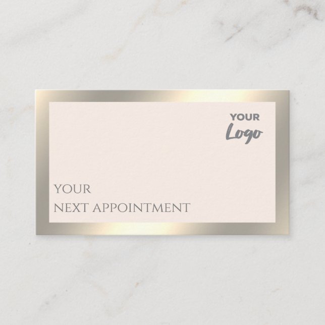 Minimalist simple plain custom logo gold foil  appointment card (Front)