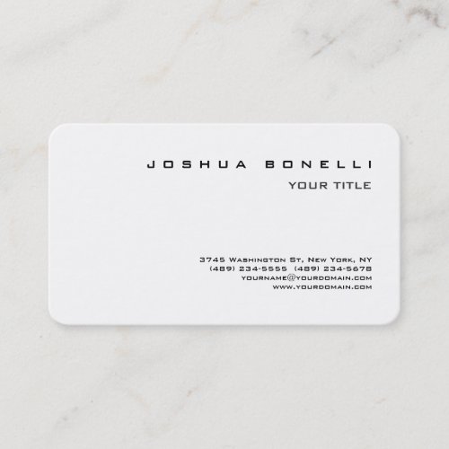 Minimalist Simple Professional Black White Business Card