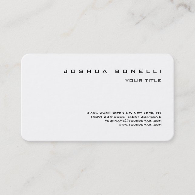 Minimalist Simple Professional Black White Business Card (Front)