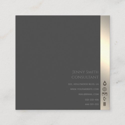 Minimalist simple professional grey gold square business card