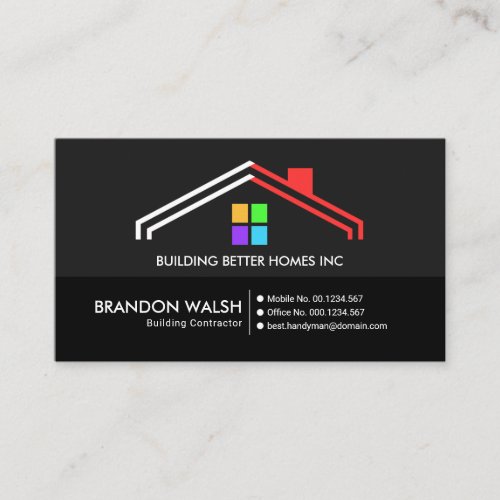 Minimalist Simple Professional Grey Layers Builder Business Card