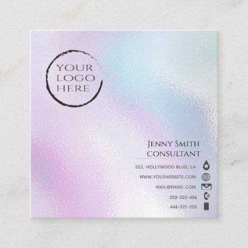 Minimalist simple professional holographic logo square business card