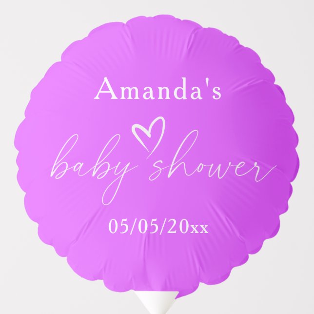 Minimalist Simple Purple Baby Shower Balloon (Front)