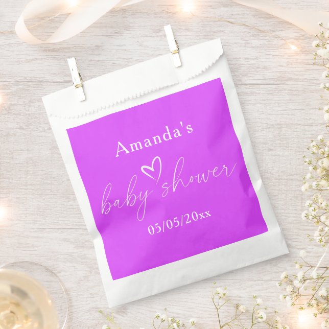 Minimalist Simple Purple Baby Shower Favor Bag (Clipped)