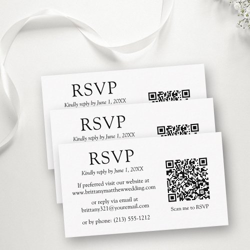 Minimalist Simple QR Code Wedding RSVP  Enclosure Card