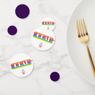 Minimalist simple rainbow graduate confetti