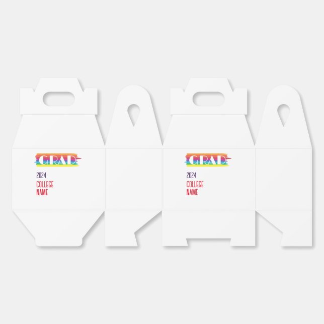 Minimalist simple rainbow graduate  favor boxes (Unfolded)
