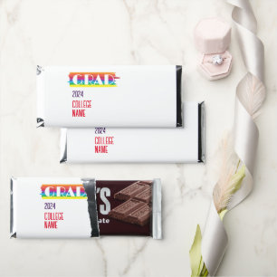 Minimalist simple rainbow graduate  hershey bar favors