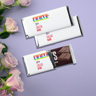 Minimalist simple rainbow graduate hershey bar favors