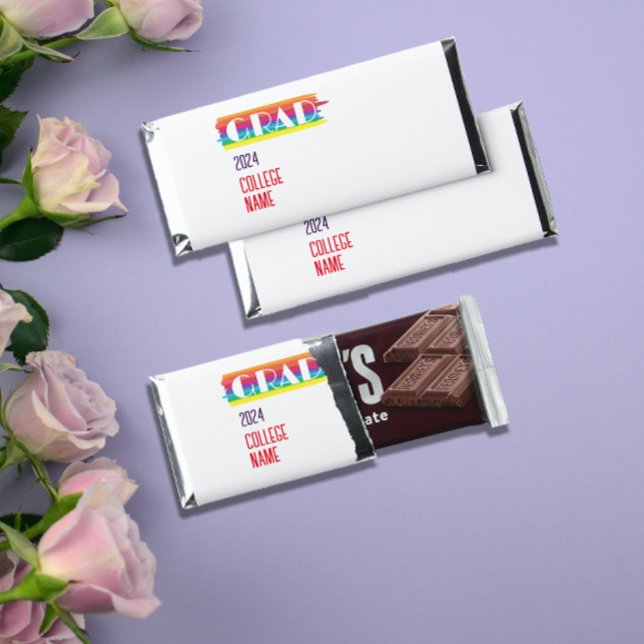 Minimalist simple rainbow graduate  hershey bar favors (Creator Uploaded)