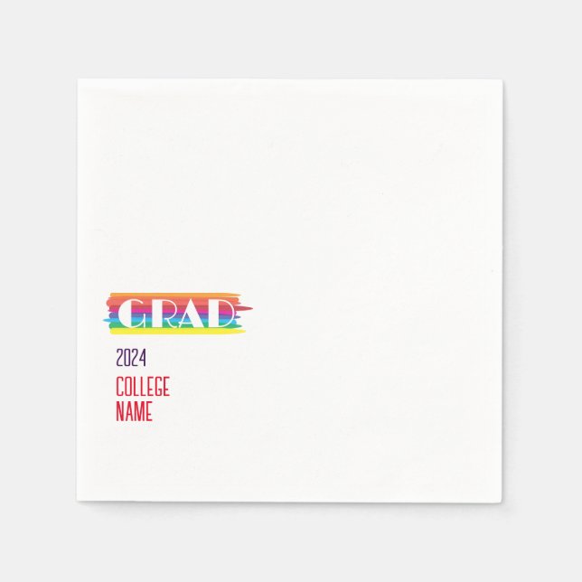 Minimalist simple rainbow graduate  napkins (Front)