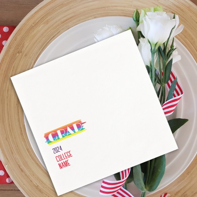 Minimalist simple rainbow graduate  napkins (Creator Uploaded)