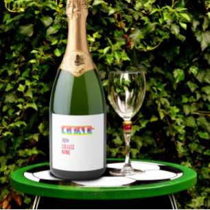 Minimalist simple rainbow graduate sparkling wine label