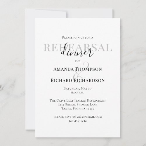 Minimalist Simple Rehearsal Dinner Elegant Invitation