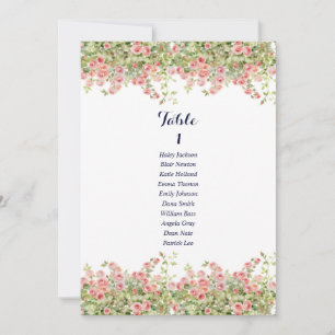 Minimalist Simple rose vine seating chart card