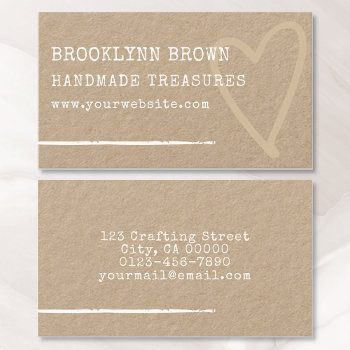 Minimalist Simple Rustic Kraft Paper Heart Graphic Business Card by Favorite_Markeplies at Zazzle