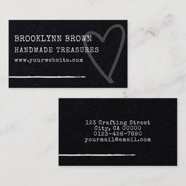 Minimalist Simple Rustic Kraft Paper Heart Graphic Business Card (Front/Back)