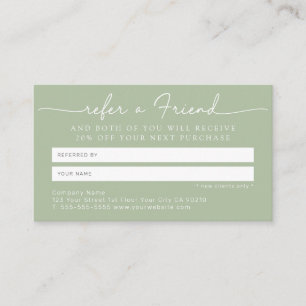 Minimalist Simple Sage Green Referal Card