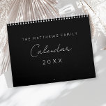 Minimalist Simple Script Black White 2025 Family Calendar<br><div class="desc">Minimalist Simple Script Black White 2025 Family Calendar . Elegant script typography design. Customize to create a one of a kind family calendar.</div>