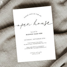 Minimalist Simple Script Business Open House