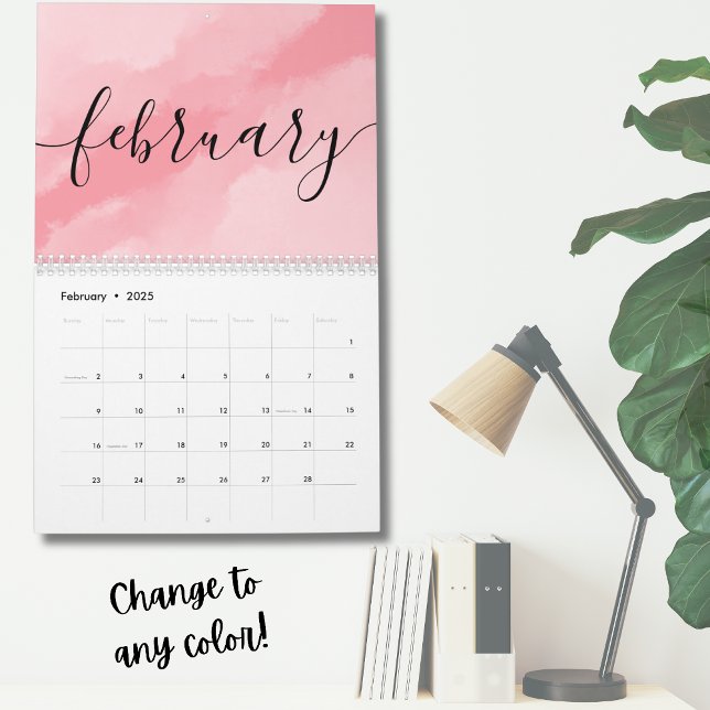 Minimalist Simple Script Calligraphy Any Year Calendar (Minimalist Simple Script Calligraphy Any Year Calendar)