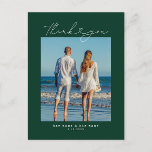 Minimalist Simple Script Heart Wedding Typewriter Postcard