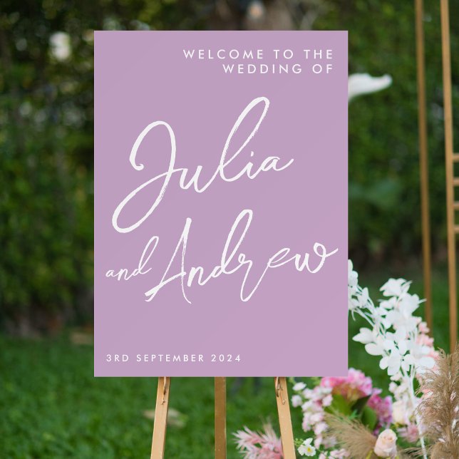 Minimalist simple script Lavender wedding Welcome Foam Board (Creator Uploaded)
