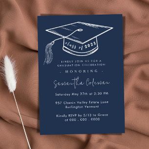 Minimalist Simple Script   Modern Graduation Party Invitation