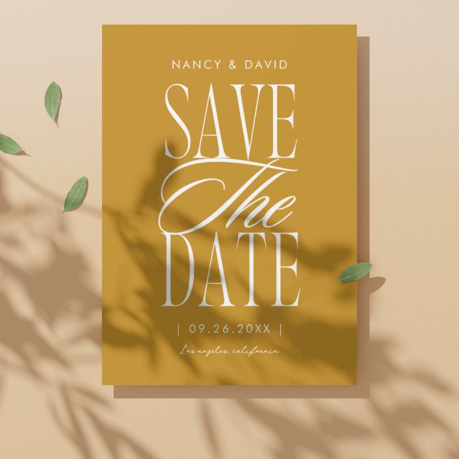 Minimalist Simple Script Mustard Wedding   Save The Date (Creator Uploaded)