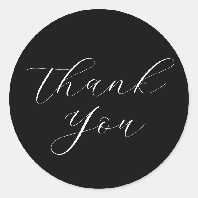 Minimalist Simple Script Thank You Business Black  Classic Round Sticker (Front)