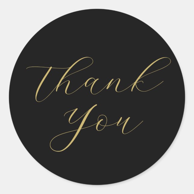 Minimalist Simple Script Thank You Business Black Classic Round Sticker (Front)