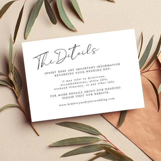 Minimalist simple script wedding guest details enclosure card (Creator Uploaded)