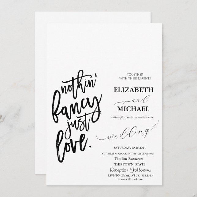 Minimalist Simple Script Wedding Invitation (Front/Back)