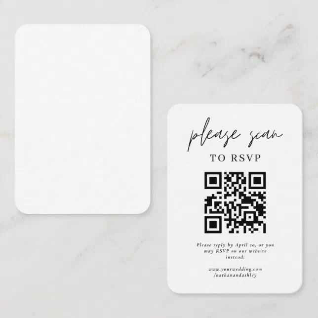 Minimalist Simple Script Wedding RSCP QR Code Enc Enclosure Card | Zazzle