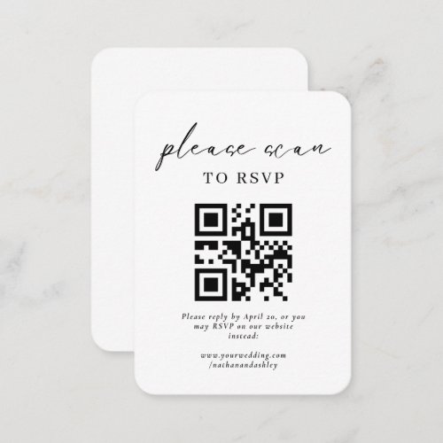  Minimalist Simple Script Wedding RSVP QR Code Enclosure Card